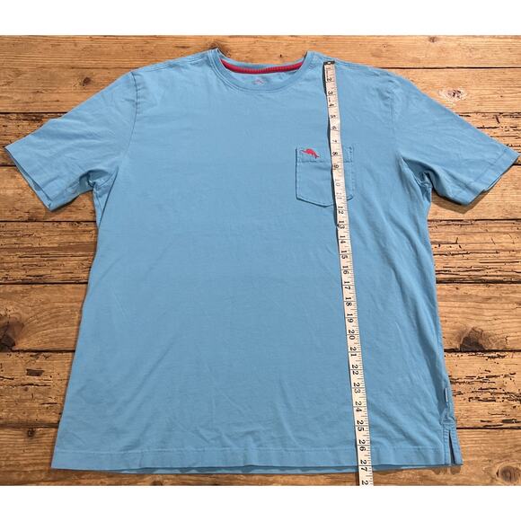 Tommy Bahama Shirt Mens M Light Blue Pocket Front Short Sleeve Crew Neck T-Shirt - Picture 4 of 8